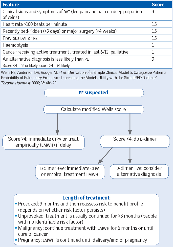 Wells score flowchart